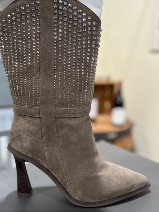 Vince Camuto Shoes - Vince Camuto Country western Taupe Studded Heeled Boots
